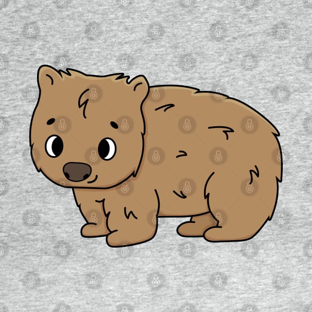 Fluffy isolated cute outline brown Australian Common wombat by essskina